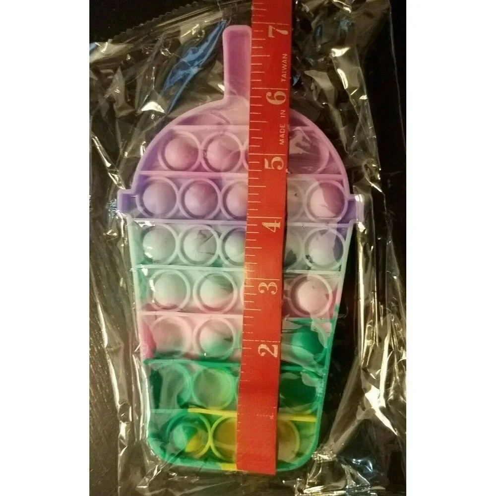 Fidget Toy Milkshake Drink Cup Push Pop Bubble Pastel Rainbow Silicone Sensory